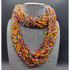Rainbow Seed Bead Multi-strand Necklace